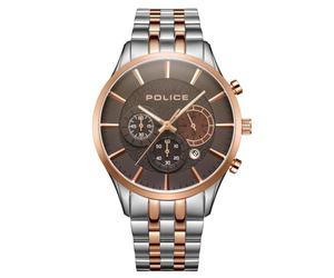 Police Gents Cage Brown Dial Chronograph Two Tone Stainless Steel Watch