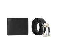 Police Genuine Leather Reversible Wallet and Belt Gift Box for Men, Black, Taglia unica