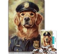 Police Golden Retriever Jigsaw Puzzles for Teenagers,Help The Brain Exercise Addictive Toys to Cultivate Patience A Work of Art 50x75cm
