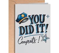 Police Graduation Card - Congratulations Cards Police - Congrats for Passing Exam, License Police for Son, Grandson - New Job Police Officer for Woman, Man - Police Retirement Leaving Card