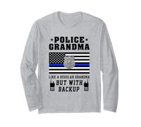 Police Grandma Thin Blue Line American Flag Funny Grandmas Long Sleeve T-Shirt