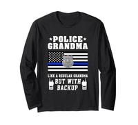 Police Grandma Thin Blue Line American Flag Funny Grandmas Long Sleeve T-Shirt
