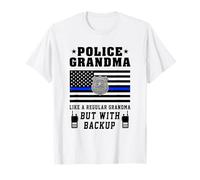 Police Grandma Thin Blue Line American Flag Funny Grandmas T-Shirt