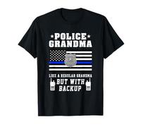Police Grandma Thin Blue Line American Flag Funny Grandmas T-Shirt