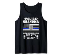 Police Grandma Thin Blue Line American Flag Funny Grandmas Tank Top