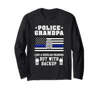 Police Grandpa Thin Blue Line American Flag Funny Grandads Long Sleeve T-Shirt