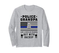Police Grandpa Thin Blue Line American Flag Funny Grandads Long Sleeve T-Shirt