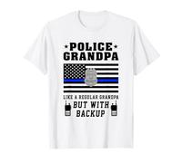 Police Grandpa Thin Blue Line American Flag Funny Grandads T-Shirt