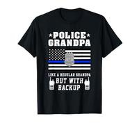 Police Grandpa Thin Blue Line American Flag Funny Grandads T-Shirt