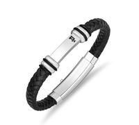 Police Highbridge Adjustable Black Leather Bracelet