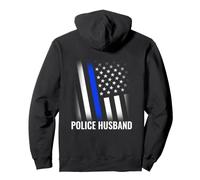 Police Husband, Printed On Back - Police Flag Design Pullover Hoodie