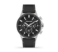 Police Kismet Mens Chronograph Watch with Black Dial and Black Leather Strap, 47mm Stainless Steel Case in Branded Watch Box PEWJF2195141-2 Year Warranty