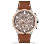 Police Kismet Multi Dial Brown Leather Strap Watch - W44111