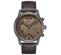 Police Lanshu Hybrid Quartz Automatic Movement Grey and Black Dial with Leather Strap Watch for Men - PEWJF2203302, Black, grey, strap