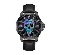 Police Men's Wristwatch Leather Black 42mm Skull Fashion Watch Men's Watch Bracelets