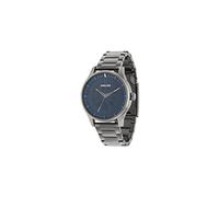 Police Men's Quartz Watch with Blue Dial Analogue Display and Gun Metal Stainless Steel Plated Bracelet 15038JSU/03M