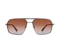Police Men's Aviator Shiny Ruthenium Brown Gradient Blue SPLL86M Origins Classic 2 in Silver Police Silver One Size