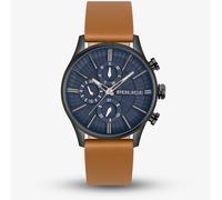 POLICE Barter Mens Multifunction Watch with Blue Dial and Tan Leather Strap, 44mm Stainless Steel Case in Branded Watch Box PEWJF2195003 - 2 Year Warranty