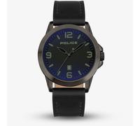 Police Gents Cliff Black Sandblasted Dial Black Leather Strap Watch