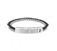 Police Men's Double impact Stainless Steel Onyx Beads Box chain Bracelet