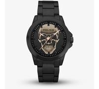 POLICE Flick Mens Watch with Skull Design Black Dial and Black Stainless Steel Bracelet, 47mm Stainless Steel Case in Branded Watch Box PEWJG2194802-2 Year Warranty