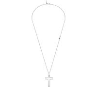 Police Mens Framed Stainless Steel Silver Cross Adjustable Pendant Necklace