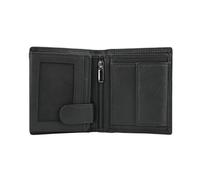 Police Men's Genuine Leather Vertical Bifold Wallet - Slim Design, Double ID Window, Zip & Coin Pocket, Black, Gift Box