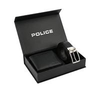Police Men's Genuine Leather Wallet & Reversible Belt Gift Set, Black/Brown