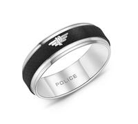 Police Men's Halo Stainless Steel Wing Logo Black Textured Ring- Size V