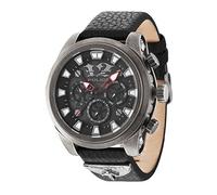Police Men's Quartz Watch with Black Dial Chronograph Display and Black Leather Strap 14473JSQS/02