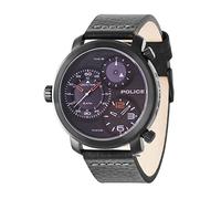 Police Men's Quartz Watch with Black Dial Chronograph Display and Black Leather Strap 14500XSB/02