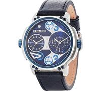 Police Men's Quartz Watch with Blue Dial Analogue Display and Blue Leather Strap 14693JSTBL/03