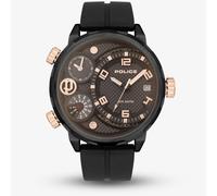 Police Ray Mens Multifunction Watch with Black Dial and Black Silicone Strap, 51mm Stainless Steel Case in Branded Watch Box PEWJN2195301-2 Year Warranty