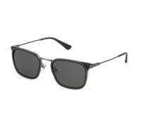 Police Men's Splp27 Sunglasses, Total Shiny Ruthenium, 54