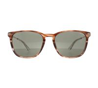 Police Men's Square Shiny Striped Brown Green SPLD47 Code 4 Sunglasses Police Brown One Size