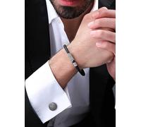Police Mens Urban Texture Stainless Steel Leather Bracelet Blue