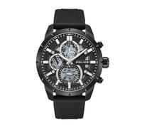 Police Neist Matt Black Dial Black Silicone Strap Gents Chronograph Watch With Stainless Steel Case, Black, strap