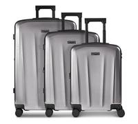 Police New York 4 wheels Suitcase set 3-piece Expandable silver colored