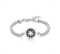 Police Octogram P Logo Black Coin Chain Bracelet 18.5cm