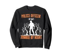 Police Officer by Day Zombie by Night Funny Halloween Cop Sweatshirt