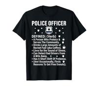 Police Officer Defined Dictionary Design with Badge Graphic T-Shirt