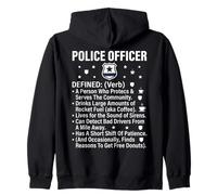 Police Officer Defined Dictionary Design with Badge Graphic Zip Hoodie