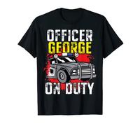 Police Officer George On Duty - Personalized Police Car T-Shirt