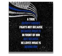 Police Officer Gift Wall Art, Law Enforcement Themed Print for Deputy Sheriff Home Office Decor(Framed,12x18inch(30x45cm))
