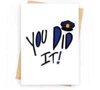 Police Officer Graduation Card Set - 'You Did It!' Congratulations & Thank You Cards with Envelopes - Graduation Gifts for Police Academy, Law Enforcement, Men & Women - 4.92x6.93 Inch