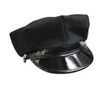 Police Officer Hat Cop Captain Cap Adult Halloween Costume Prison Guard Robber Role Play Party Cosplay Military Police Hats, Black, Large