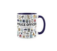 Police Officer Mug - Humorous Policeman/Policewomen Novelty Gifts - Tea/Coffee Hot Drinks Navy Blue Ceramic Cup Present