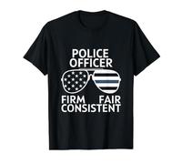 Police Officer Thin Blue Line Proud Quote Sunglasses Flag Value Graphic T-Shirt, Men, Black, S