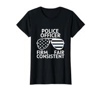 Police Officer Thin Blue Line Proud Quote Sunglasses Flag Value Graphic T-Shirt, Women, Black, S