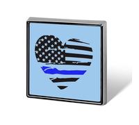 Police Officer U.S. Flag Heart Custom Lapel Pins Square Brooch Tie Suit Dress Accessories for Men Women Wedding Birthday